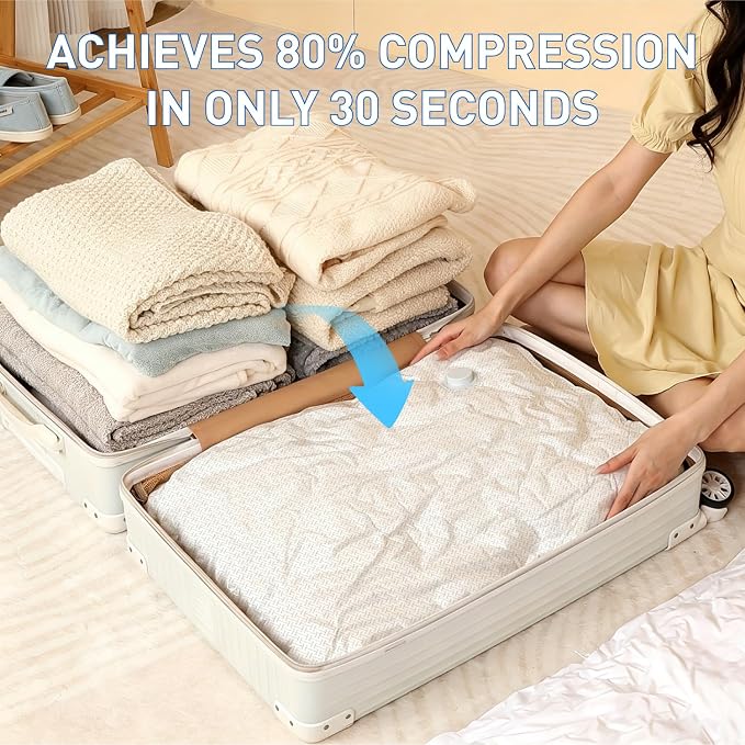 Premium Vacuum Storage Bags,Compression Space Saver Bags with Rechargeable Cordless Pump,15 Pack 4 Sizes,vacuum seal bags for clothing travel,Comforters,Bedding