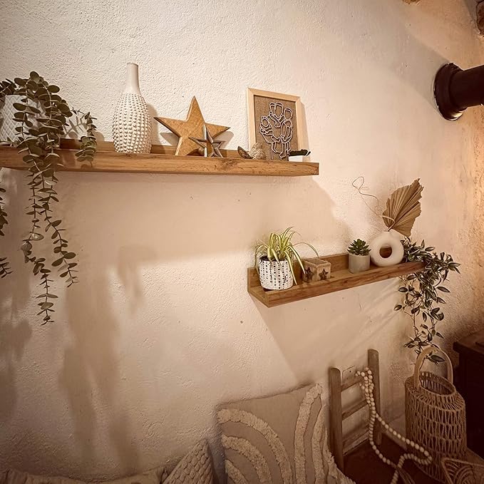 Mobili Fiver, Set of 2 First Picture Shelves, 31.49 in, Rustic Oak, Made in Italy