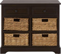 SAFAVIEH Home Collection – Herman Dark Chocolate Storage Unit, 2-Drawer 4-Basket Mixed-Material Organizer, Fully Assembled (AMH5702H)
