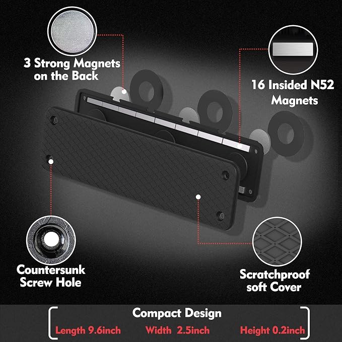 Magnetic Ammunition Holder, Gun Magnet Double Sided,Gun Magazine Storage/Organizer in Shelf, Cabinet, Locker, Vault, Desk,Door, Ammo Gun Safe Accessories Mount for Pistol, Handgun Mags&Clips