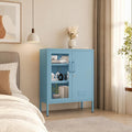 Lockable Metal Storage Cabinet Locker Adjustable Shelves, Multifunctional Versatile Storage Lockers, Easy Assembly Durable Metal Sideboard Furniture for Bedroom Home Office Blue