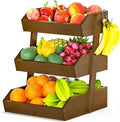 Gmtsl Bamboo Fruit Basket for Kitchen, Fruit Holder for Kitchen Countertop | 3 Tier Fruit bowl for Kitchen Counter, Fruit Stand, Vegetable Basket Storage, Produce Organizer, Bread Snack Display(WALNUT)