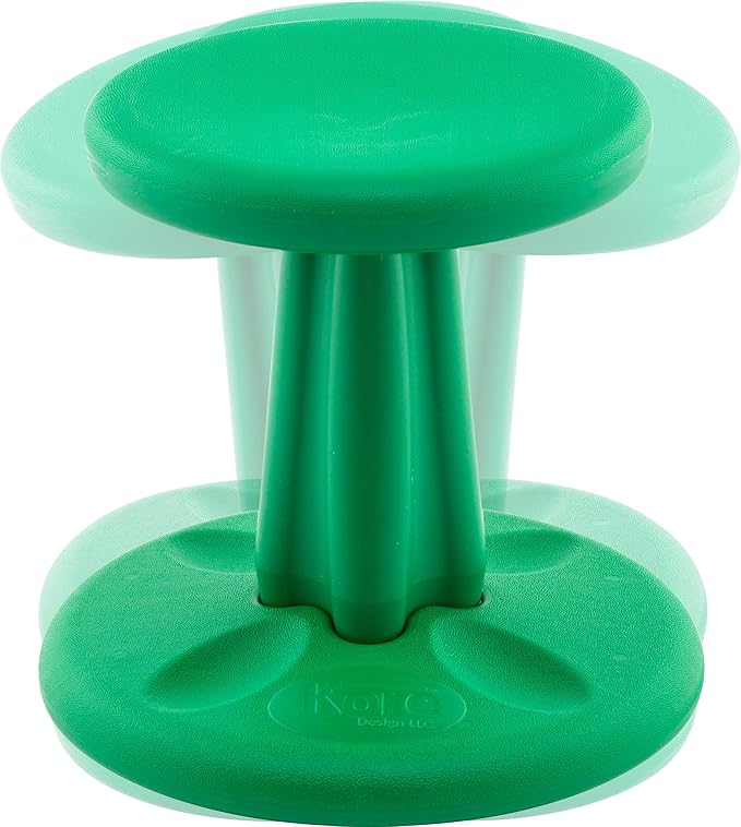 KORE Design Wobble Stool Chair, Girls + Boys Kid Desk Stools, Ergonomic Small Office Chairs, Flexible Seating for Active Kids, ADD/ADHD, Classroom, School, Home, Preschool (12in), Age 4-5 yrs, Green