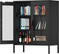 Washsemba Metal Storage Cabinet with Mesh Doors and Shelves,Multipurpose Storage Rack, 3-Tier Office Cabinet,Metal Locker Style Accent for Home Office,Living Room,Kitchen (Black-mesh, 40''H)