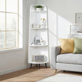 VECELO 4-Tier Curved Corner Shelf, 66.93" Tall Freestanding Corner Bookshelf, Narrow Vertical Corner Display Rack with 17.32" Spacious Open Tiers for Bedroom Living Room Small Spaces, White
