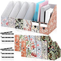 PerKoop 12 Pcs Decorative Magazine File Holders Floral Foldable File Folders Magazine Storage Boxes Rack Desk Organizer Documents with Printable Labels for School Office Home (Floral)
