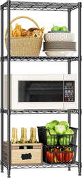 4 Tier Wire Shelf, 1000 LBS Black Wire Shelving Unit for Garage Storage | 13.8" D X 23.6" W X 53.4" H Shelving Unit with Adjustable Layer, Metal Wire Shelf Rack for Pantry Kitchen and Restaurant