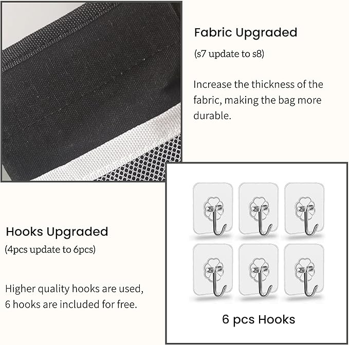 Kanrichu 2pcs 3-pockets Large Wall Hanging Organizer Bag, Linen Fabric Door Hanging Storage Baskets with Pockets, Waterproof Bin for Kitchen, Bedroom, Office, RV Camper (Black-2pcs)