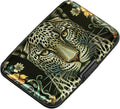 ELFISH Mini RFID Aluminum Wallet Credit Cards Holder Business Card Case Metal ID Case for Men Women(Black Leopard)