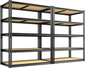ROOMFAVE 2250LBS Storage Shelves Heavy Duty 5 Tier Garage Storage Shelving, Adjustable Metal Shelving Unit Utility Rack Shelf for Warehouse, Pantry, Closet, 72" H x 35.56" W x 16" D, Black.2PCS