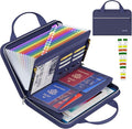 Tamfile Fireproof Accordion File Organizer with Handle, 13 Pocket Colorful Expanding File Folder with Zipper & Labels, File Folder with Multi-Pockets Paper Organizer Folder for Letter A4 Files (Blue)