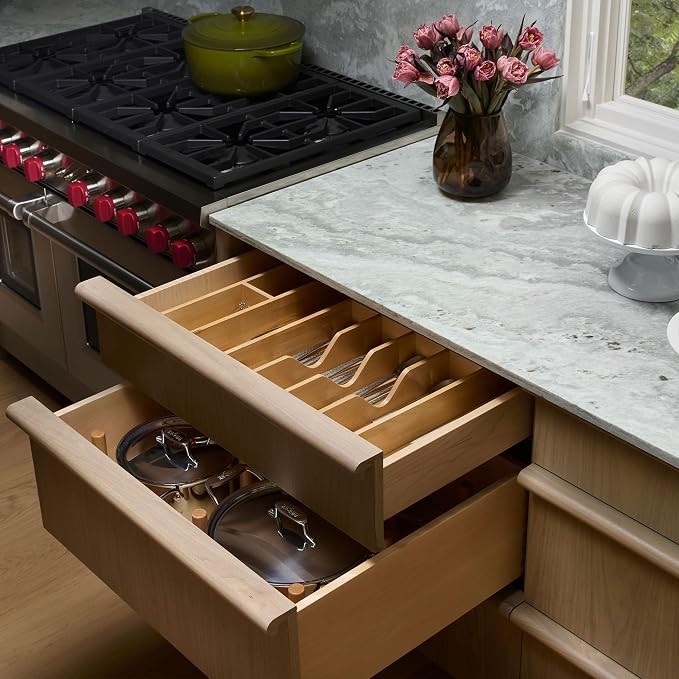Rev-A-Shelf Wood Trim-to-Custom-Fit Utensil Drawer Insert Organizer, 33.11" x 21.97" - Spoons, Forks, Silverware, and Cutlery Drop-In Storage Tray for Kitchen Cabinet Organization, 4WUTCT-36-1