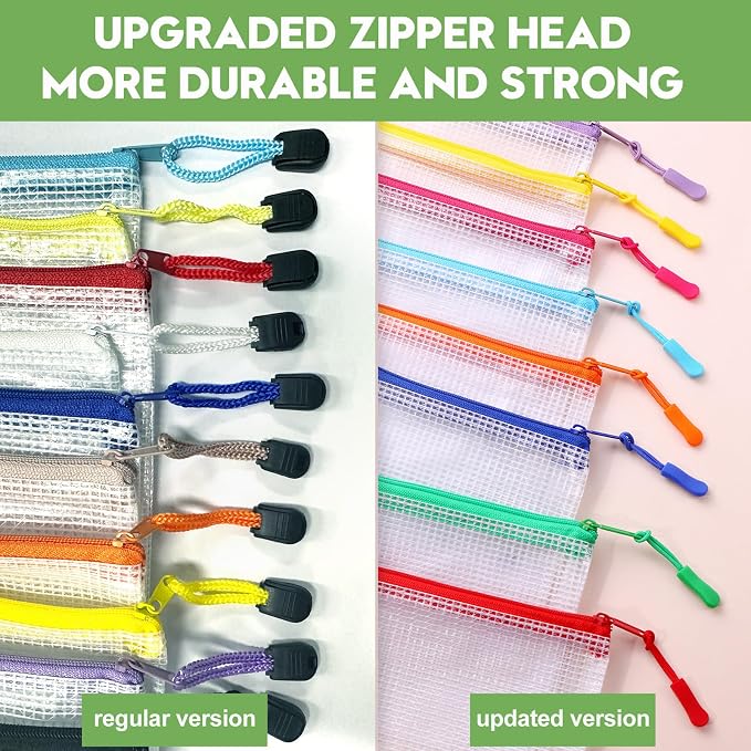 YOPCDJ 24pcs Mesh Zipper Pouch File Bags Puzzle Storage Bags, A3 17x12 Inches Large Reusable Zipper Pouches for Organizing Classroom Board Game Organization
