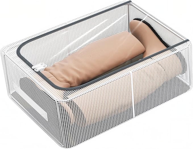 1 Pack Clear Shoe Storage Boxes for Boots Sneaker, 15.8" x 11.8" x 6" | Stackable Closet Organizer Bins, Lids, Metal Frame, Waterproof PVC Cloth