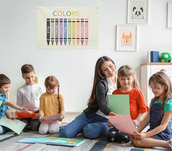 Classroom Wall Banner Decor-Teacher Gift-Inspirational Back to School Wall Art Flag Decor-Colors-Hanging Canvas Banner for Classroom Reading Corner Homeschool Teacher Office Reading Corner