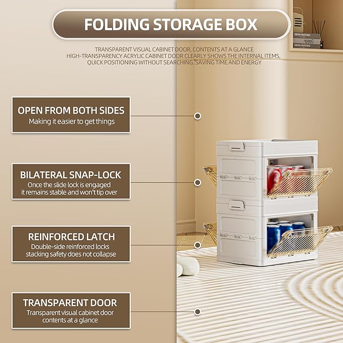 20 QT / 5 Gal Space Saver Foldable Cabinet Slim Profile, Double Transparent View Doors, Instant Pull-Up Frame for Apartments/Dorms