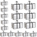 16 Pack-Extra Large Heavy Duty Moving Bags - Waterproof Storage Totes with Handles & Zippers, Foldable for College Dorm, Storage (Clear)