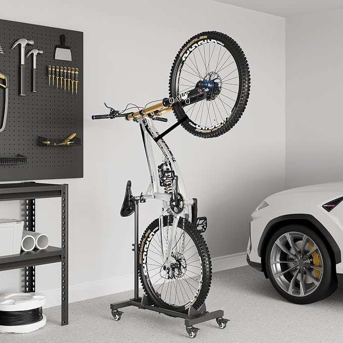 Sttoraboks Vertical Bike Stand, Freestanding Bike Rack Garage Storage Upright Bicycle Floor Stand Indoor Bike Holder with Adjustable Height for Garage & Apartment - for Wheels Sizes up to 29”