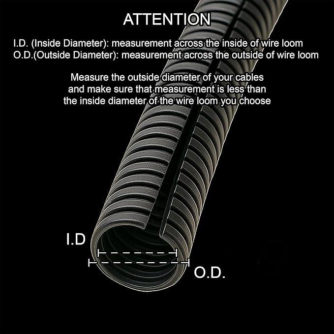 Electriduct Split Wire Loom Tubing Polyethylene Corrugated Flexible Conduit - 1.5" Nominal Size - 150 Feet - Black