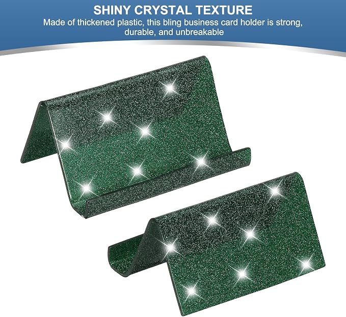PATIKIL Business Card Holder for Desk, Acrylic Business Card Holders Shine Card Stand Organizer Cards Display for Office Exhibition, Green