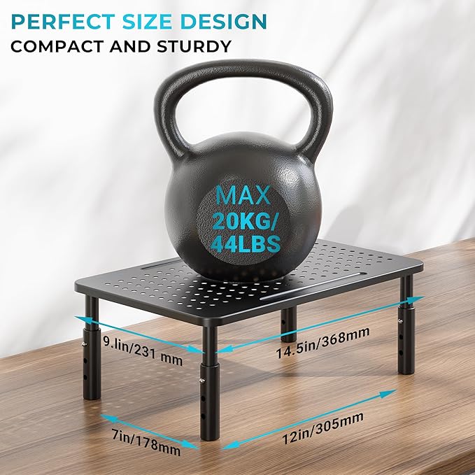 BONTEC Monitor Stand for Desk 1 Pack, 3-Level Height Adjustable | 14.5 x 9.1 in Ergonomic Metal Computer Stand with Pen Holder & Cable Management for Printer, Laptop and Office Workstation