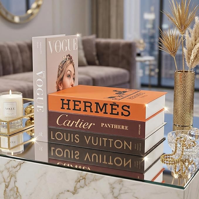 PROBENEX Glam Large | 4 PCS Faux Decorative Books for Home Decor | Not Real Books (Cardboard Boxes) | Coffee Table, Bookshelf & Shelf Styling Display Props for Living Room, Office