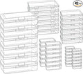 42 Pieces Mixed Sizes Rectangular Empty Mini Clear Plastic Organizer Box | Hinged Lids, For Small Items, Craft Projects