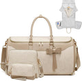 Garment Bags for Travel,45L Carry on Convertible Garment Duffle bag for Men Women - 3 in 1 Hanging Suit Travel Bag with Shoulder Strap (Beige brown)