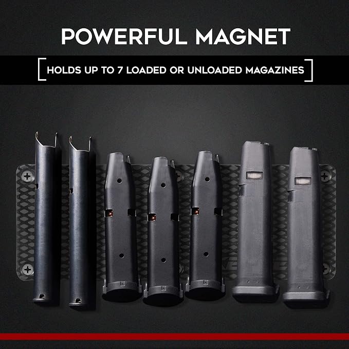 Keeper MG Magnetic Ammunition Holder for Gun Magazines and Clips, Organize Mount in Your Gun Safe, Locker Cabinet, Vault, Ultimate Ammo Storage Accessories for Handgun, Oistol and Rifle Mags, Black