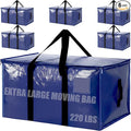 Extra Large Moving Bags Heavy Duty - 6 Pack Blue Storage Bags with Zipper & Strong Handles | Moving Bags for Clothes, Bedding & Home Organization | Reusable Packing Bags for Moving, Travel & College