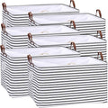 Hinwo 70L Extra Large Storage Bins, 6-Pack Closet Organizers and Storage, Foldable Clothes Storage Baskets with Handles, Containers for Clothing, Blanket, Comforters, Toys, Bedding (Black Stripe)