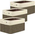 BALEINE 3 Pack Fabric Closet Storage Bins for Shelves, Linen Closet Organizers and Storage, Decorative Baskets for Organizing, Shelf, Clothes, Home, Office (Brown, 12"x8"x8")