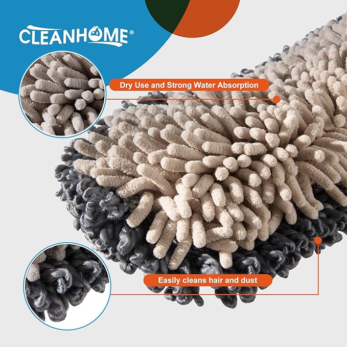 CLEANHOME Microfiber Mop Pads 4 Pieces for Floor Cleaning,Fit CLEANHOME Dust Mop: B09PBPGSJ3, Chenille Microfiber Replacement Pads