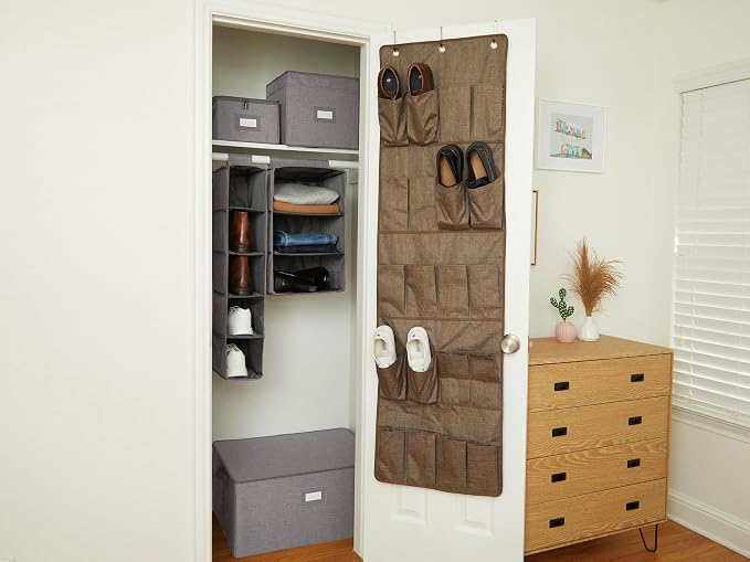 Covermates Keepsakes Hanging Closet Organizer – Heavy Duty Vertical Wardrobe Storage Shelves for Sweaters, Handbags, and Shoes – Acid-Free Interior Lining, Grey Heather