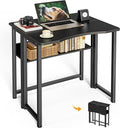 Huuger Folding Desk with Storage Shelf, 23.6 Inch Foldable Computer Table for Small Spaces, Space Saving Sofa Table for Couch, Writing Work Office Computer Desk, Easy to Fold, Black