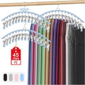 3 Pack Legging Organizer for Closet Hanging, Pants Hangers with Clips Holds 45 Leggings, Shorts, Skirts, Jeans, Hats, Pants Hangers Space Saving Clothes Racks Closet Organizers and Storage, Blue