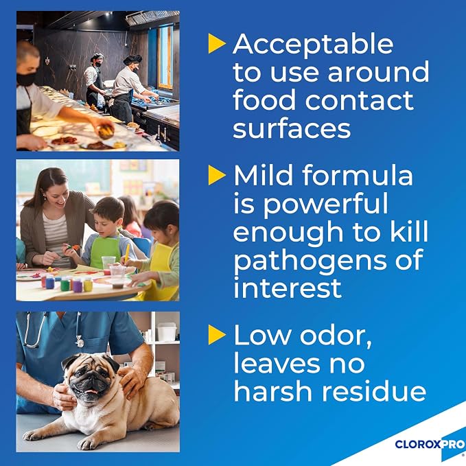 CloroxPro Anywhere Daily Disinfectant and Sanitizer, No-Rinse Food Contact Sanitizer, Refill, 128 Fluid Ounces