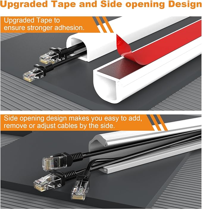78" Silicone TV Cord Hider for Wall Mounted TV, Self-Adhesive Wire Hiders for TV on Wall, Wire Concealer for Cords Hide Cables, Cable Covers White, Raceway Cable Management, Electric Wire Channels 2m