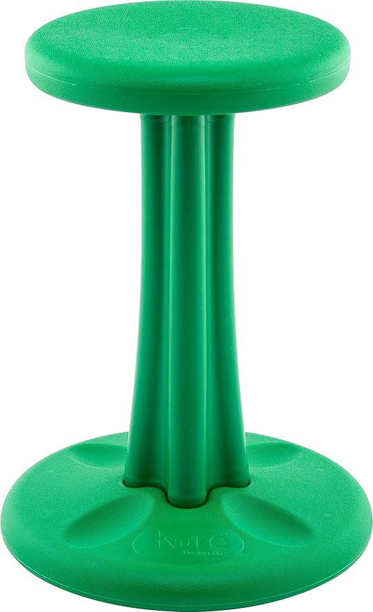 KORE DESIGN Wobble Stool Chair, Girls + Boys Kid Desk Stools, Ergonomic Small Office Chairs, Flexible Seating for Active Kids, ADD/ADHD, Classroom, School, Home, Pre-Teen (18.7in), Age 10-11 yr, Green