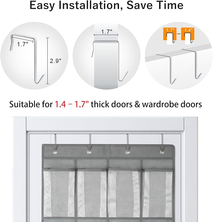 F-color Over the Door Organizer for Cruise - 24-Pocket Hanging Organizer | Tool-Free Mount with 4 Metal Hooks, See-Through Mesh Pockets, Lightweight & Foldable, Space-Saving for Travel and Daily Use