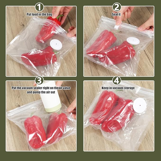 40PCS Reusable vacuum seal bags for food - 20PCS Large (13.4×10.2") And 20PCS Small (8.3×8.7") Compact Vacuum Sealer Bags, Leak-Proof Odor-Resistant for Refrigerator Outdoor Travel Food Storage