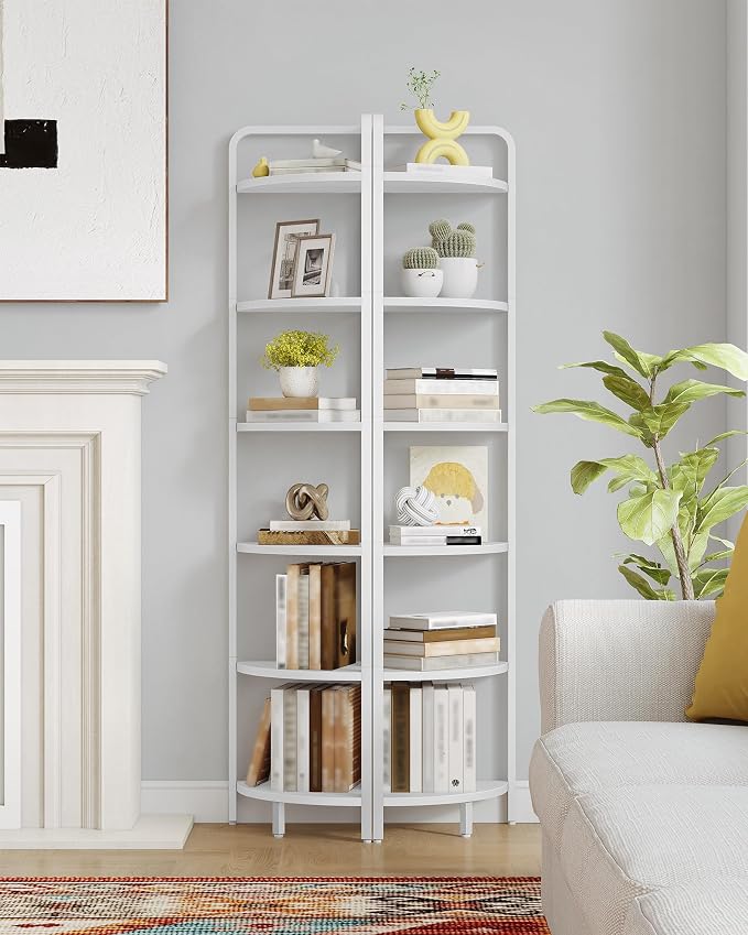 Hzuaneri Corner Shelf Stand Corner Bookshelf Standing Shelf Plant Shelf | Corner Display Rack with Metal Frame for Living Room, Bathroom, Kitchen, Industrial Style, 6 Tier Rustic Brown CS06613W