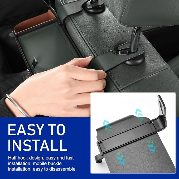 Car Seat Back Storage Box, Multifunctional Cup Holder Tissue Holder Mobile Phone Bracket, Portable Hanging Organizer for Handbags Wallets, for Most Cars Storage Accessories (Beige)