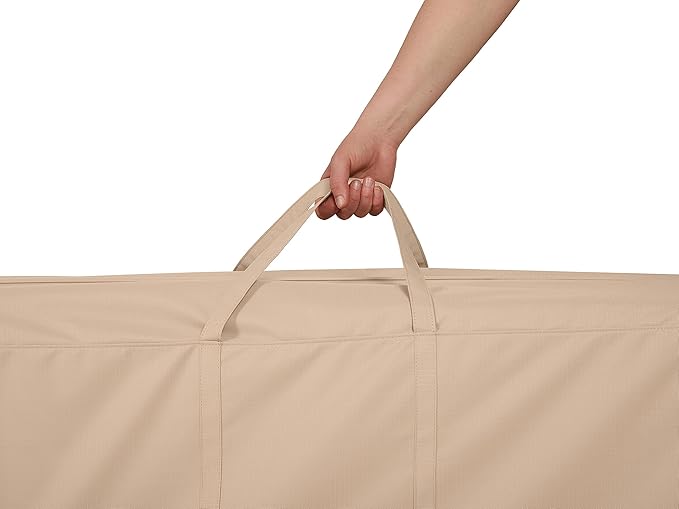 Covermates Ultima Cushion Storage Bag – 600D Ripstop Polyester, Waterproof Zipper, Heavy Duty Patio Cushion Storage with Handles & Vent, 75W x 18D x 26H, Ripstop Tan