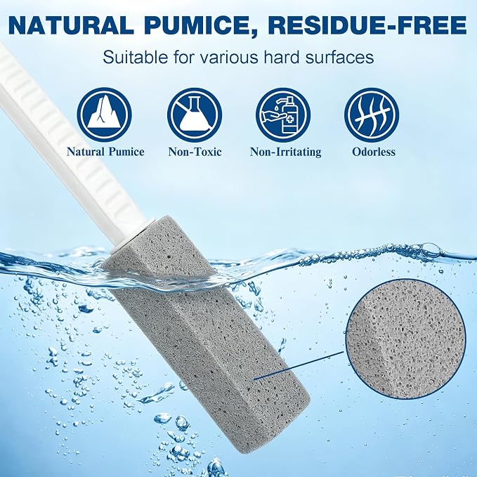 2 Pack Pumice Stone Toilet Bowl Cleaner with Long Handle | Powerfully Removes Toilet Bowl Rings, Rust & Lime, Ideal for Toilet Brush, BBQ Grills, Sink, Pool, Bathroom