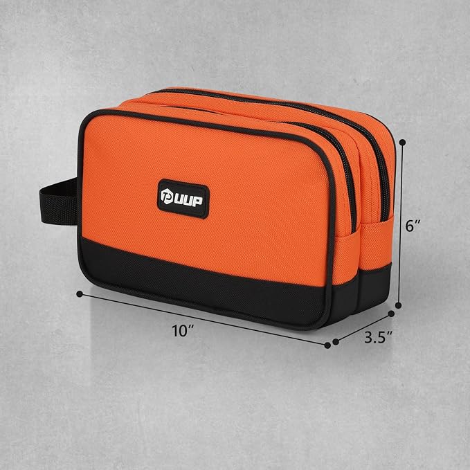 10" Small Tool Bag, Divider Zipper Pouch Tool Box Organizer | Waterproof, Heavy-duty Oxford, Smooth Zipper, Handle, Storage Case for Car Work Tool. Electrician Gift,Orange