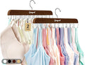 Gomyrod Tank Top Hanger, 2 Pack w/40 Hooks Bra Hanger for Closet Organizer | Premium Wood Space Saving Hanger, 360°Rotating Closet Organizers and Storage, Multi Hook Hanger for Dorm & Apartment, Brown