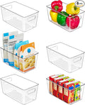 Vtopmart Clear Plastic Storage Bins, 6 PCS Pantry Organizer Bins with Handle for Refrigerator, Fridge, Cabinet, Kitchen, Countertops, Cupboard, Freezer Organization and Storage, Small