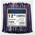 XINGO 12 Inch Purple Zip Ties 1200 PCS, 75 LBS Ultra Strong Tensile Strength, UV Resistant Cable Ties, Self-locking Plastic Ties for Indoor and Outdoor Use