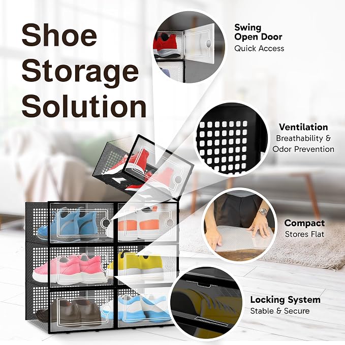 Reli. Shoe Box 7 Pack | Clear Storage Shoe Box Stackable & Compact